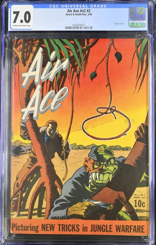 Air Ace #2 Vol #2 Street & Smith 1944 CGC 7.0 Classic WW2 Cover