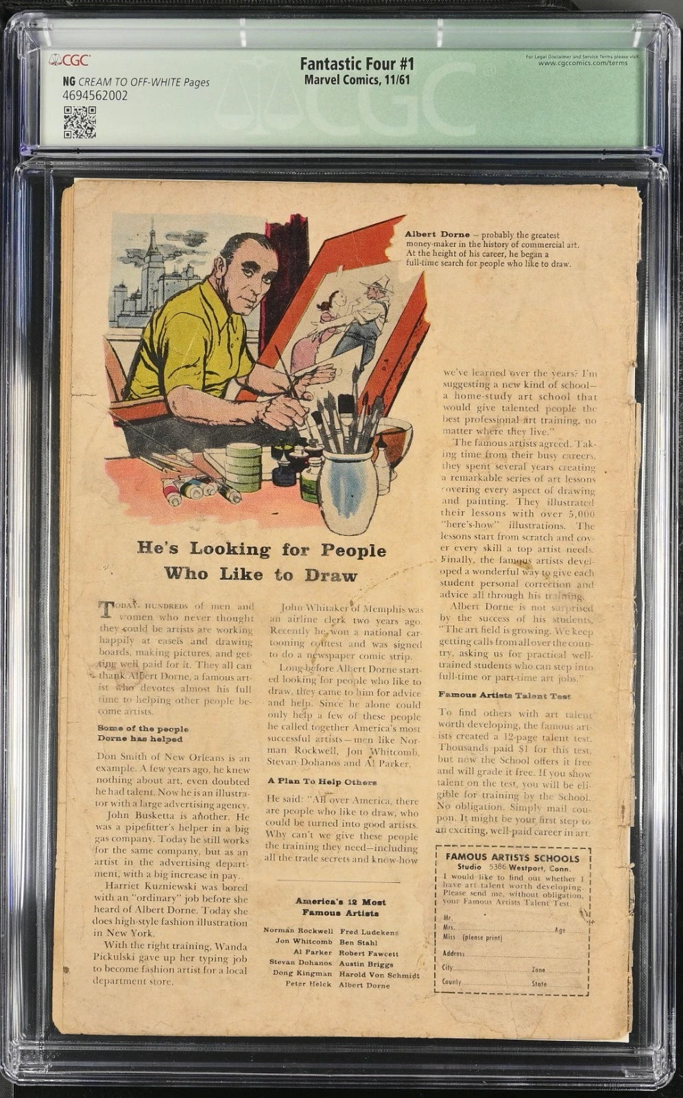 Fantastic Four 1 Marvel 1961 CGC 1st app