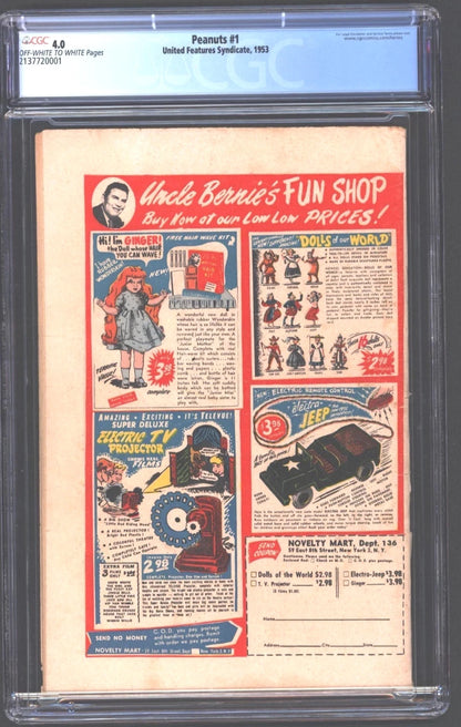 Peanuts #1 CGC 4.0 1953 1st app Snoopy