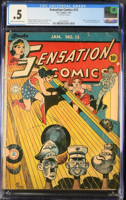 Sensation Comics #13 CGC 0.5 DC 1943 Wonder Woman WW2