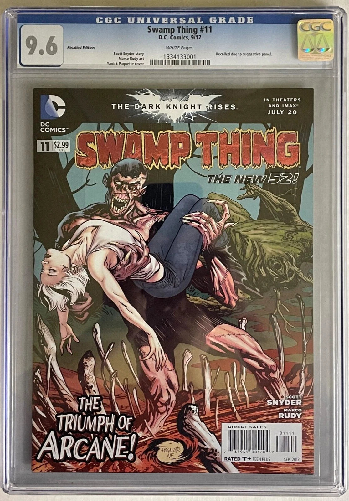 Swamp Thing #11 DC 2012 ERROR Recalled Edition CGC 9.6