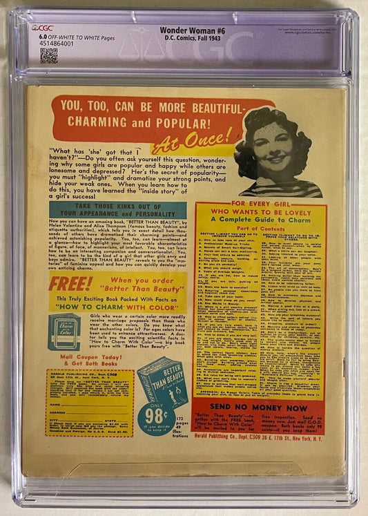 Wonder Woman #6 CGC 6.0 DC 1943 Golden Age 1st Cheetah